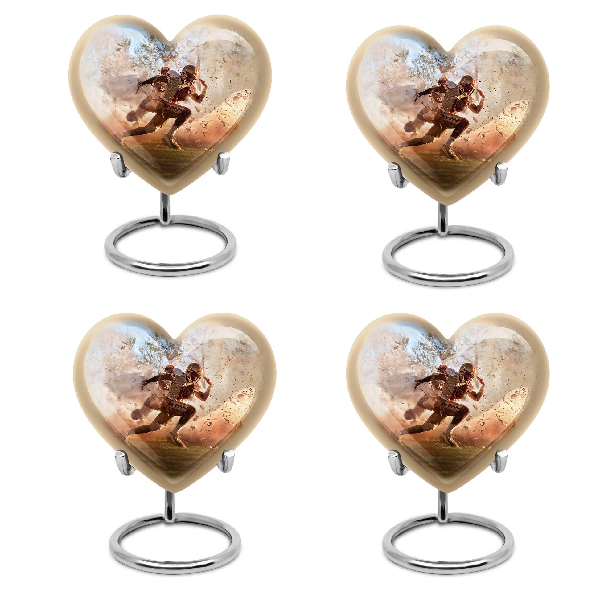 Heart-shaped, 10-inch football memorial urn