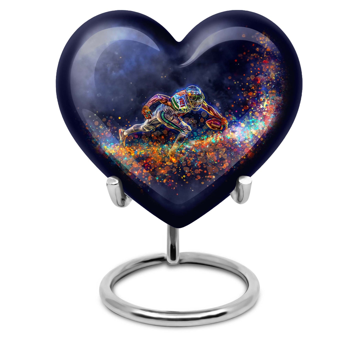 heart-shaped football urn for ashes