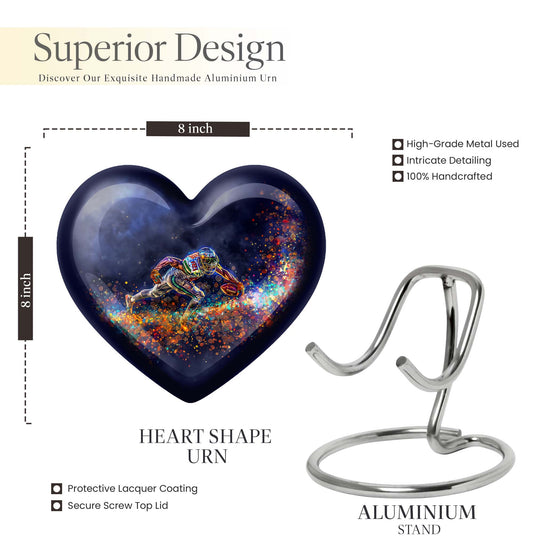 heart-shaped football urn for ashes