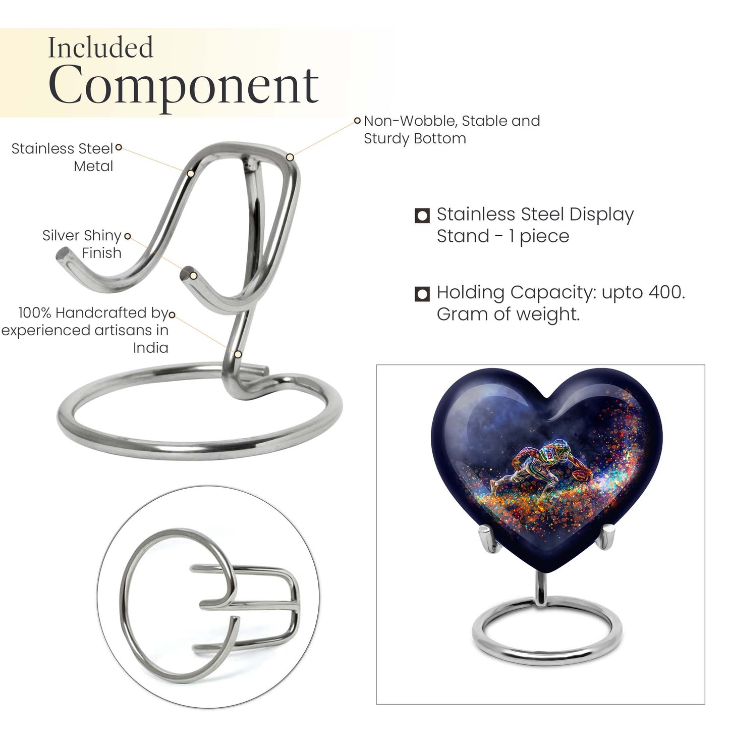heart-shaped football urn for ashes