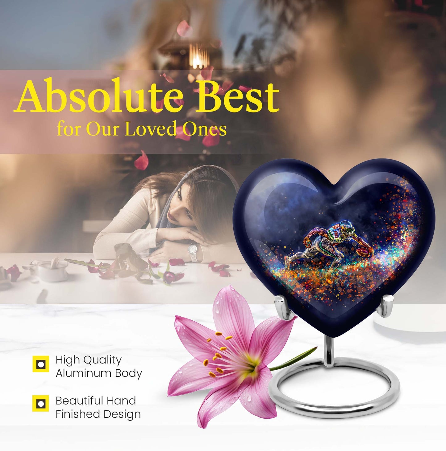 heart-shaped football urn for ashes