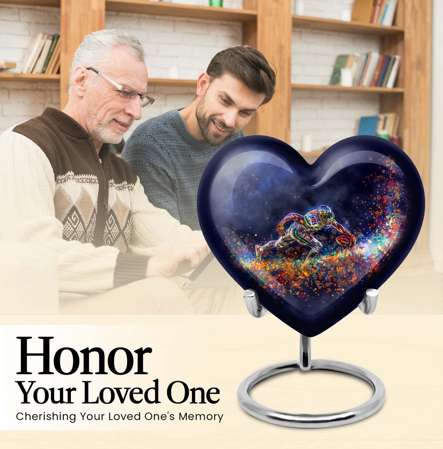 heart-shaped football urn for ashes