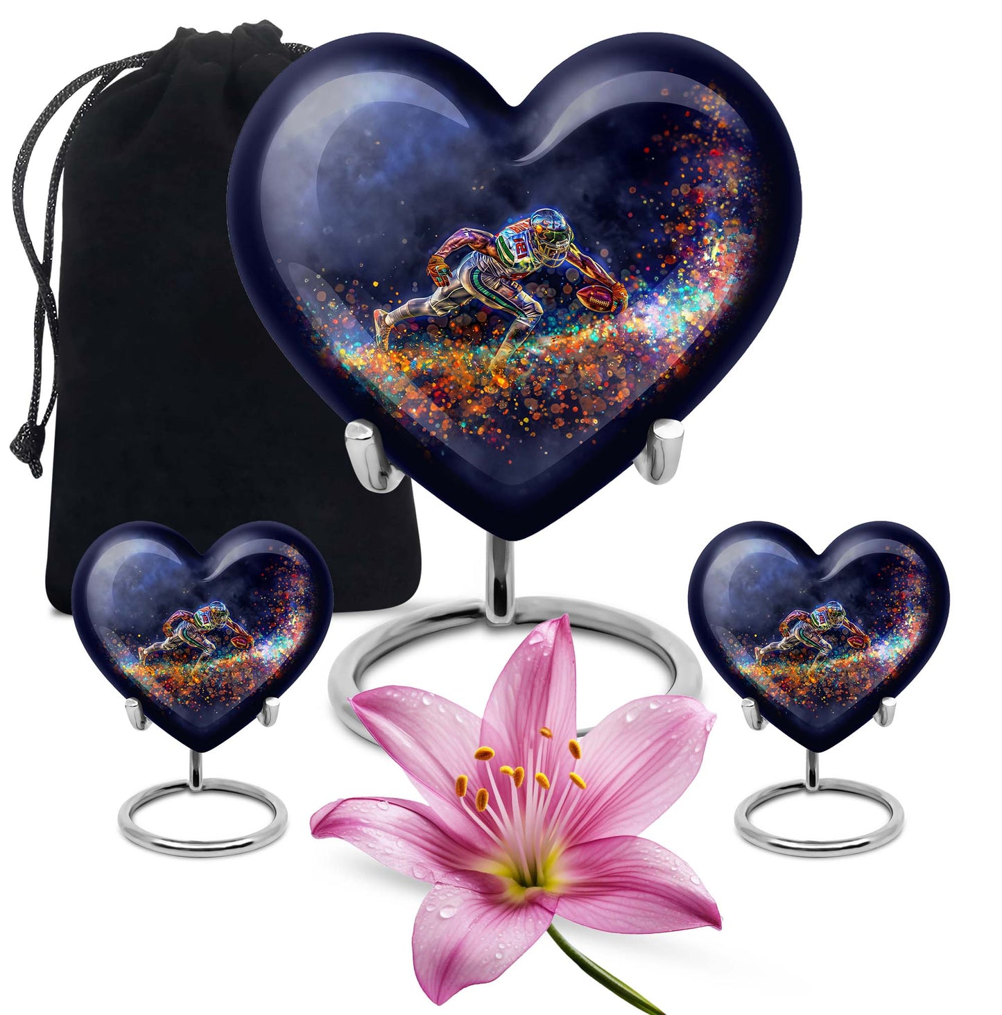 heart-shaped football urn for ashes