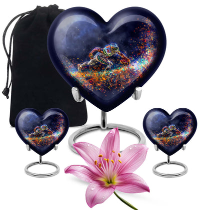 heart-shaped football urn for ashes