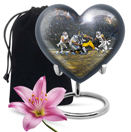 heart-shaped football urn