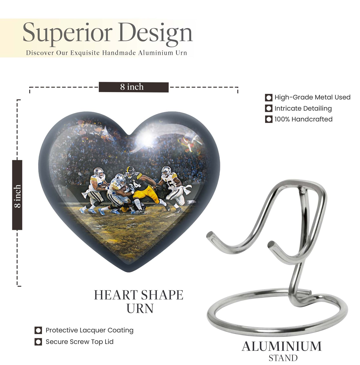 heart-shaped football urn
