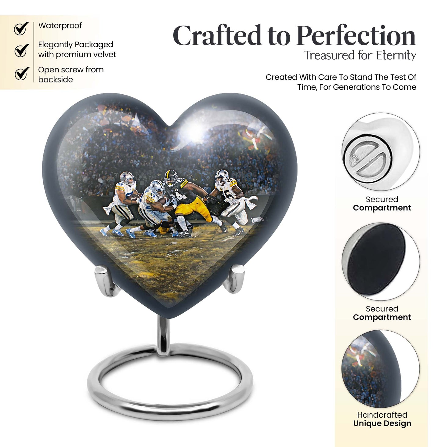 heart-shaped football urn