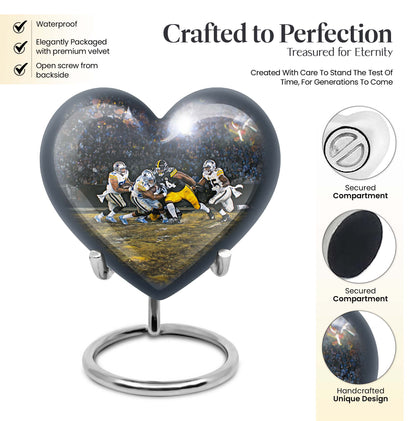 heart-shaped football urn