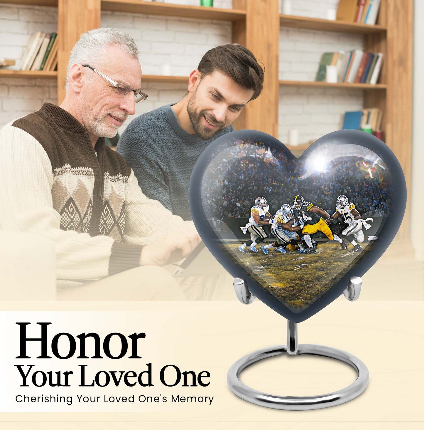 heart-shaped football urn