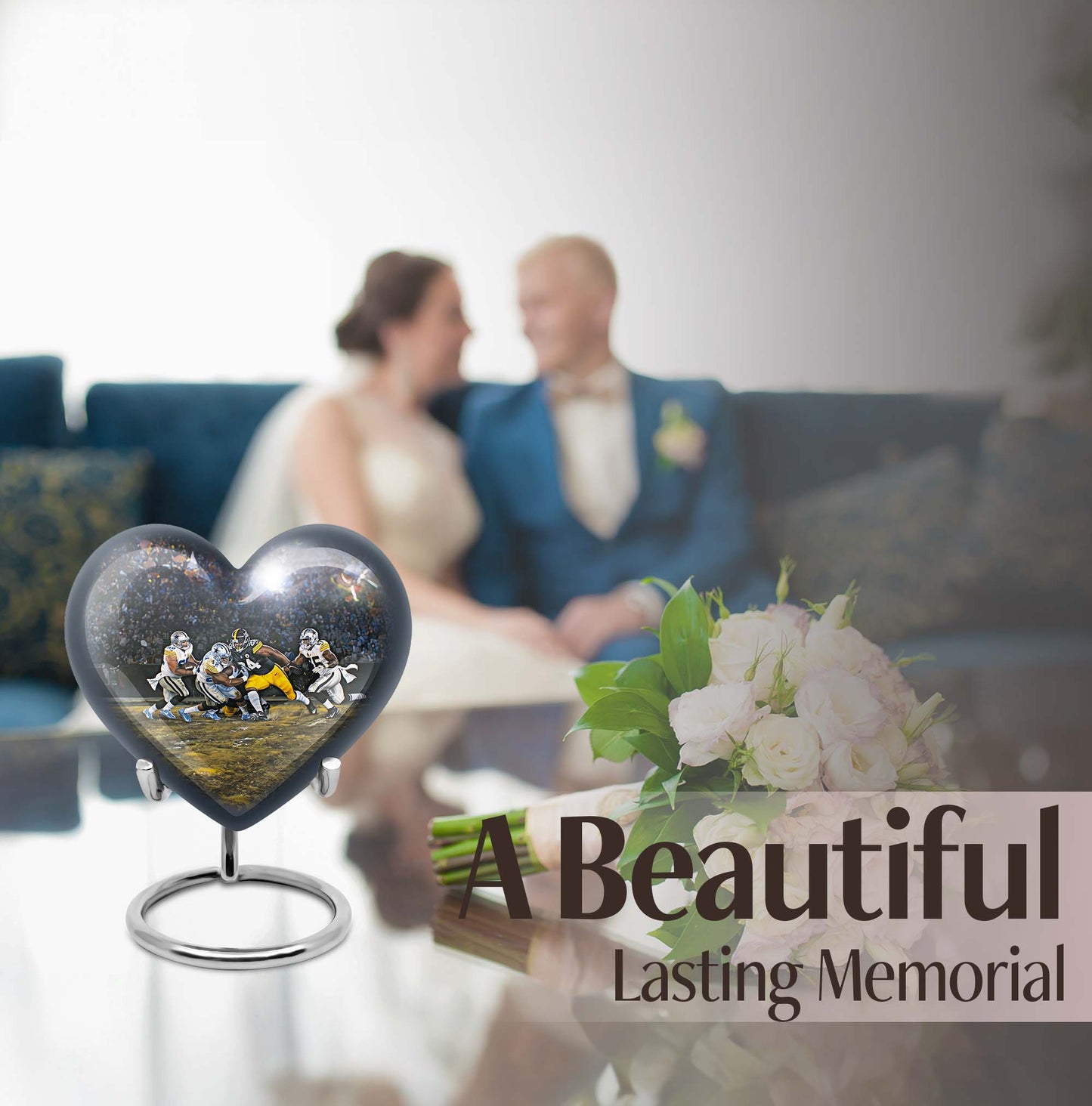 heart-shaped football urn