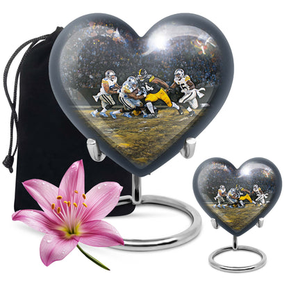 heart-shaped football urn