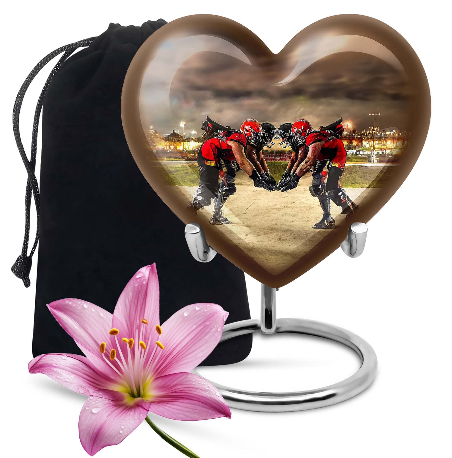 10-inch heart-shaped memorial football urn 