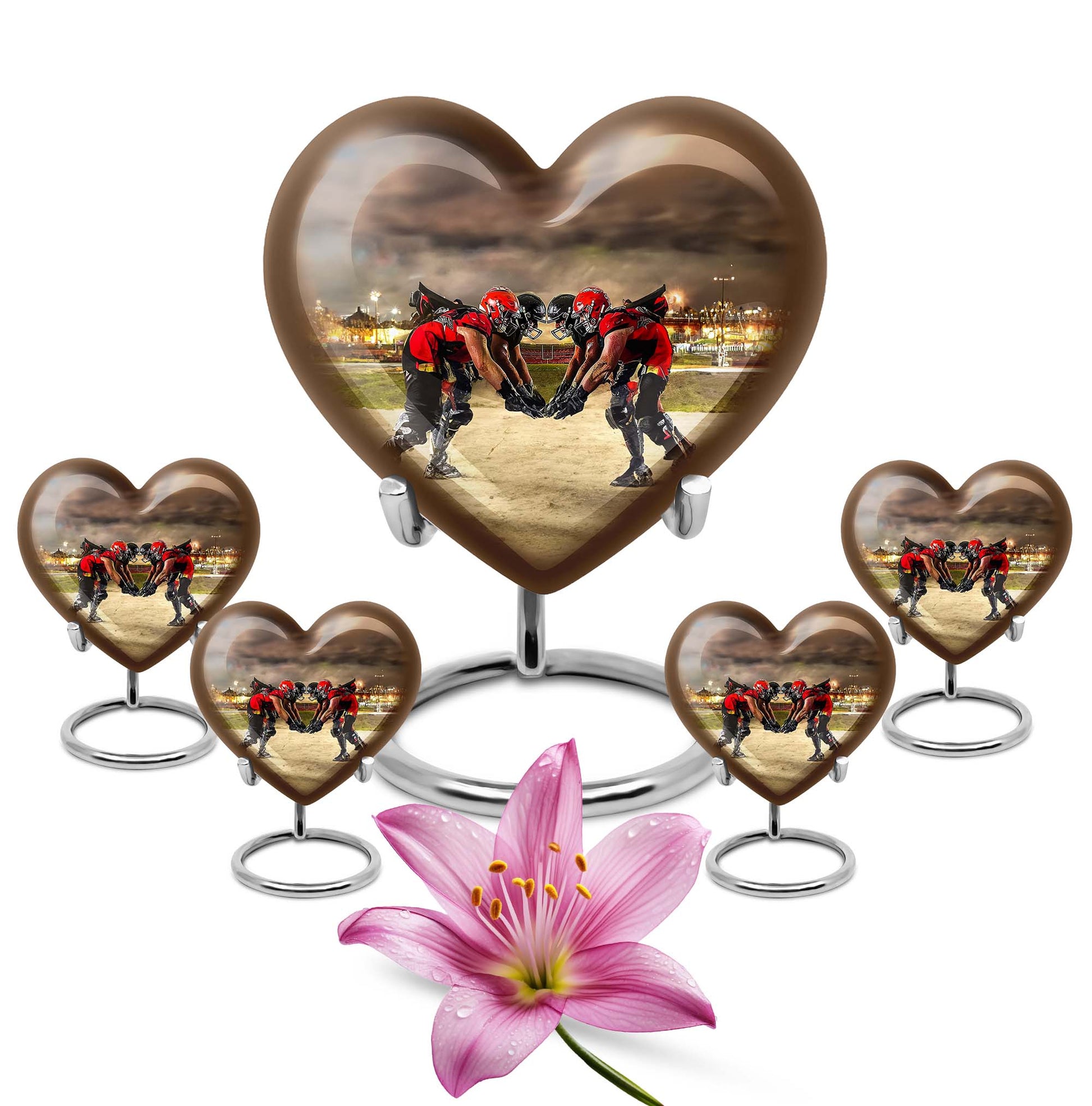 10-inch heart-shaped memorial football urn 