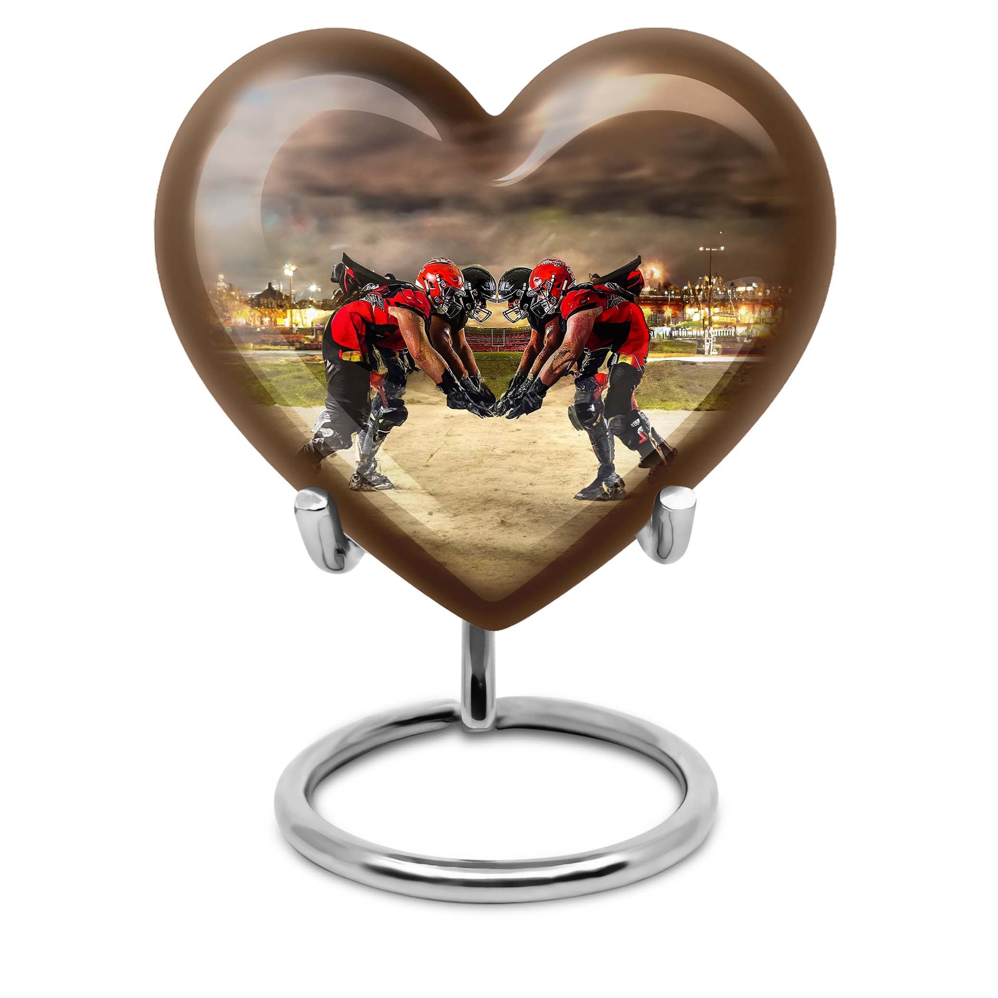 10-inch heart-shaped memorial football urn 