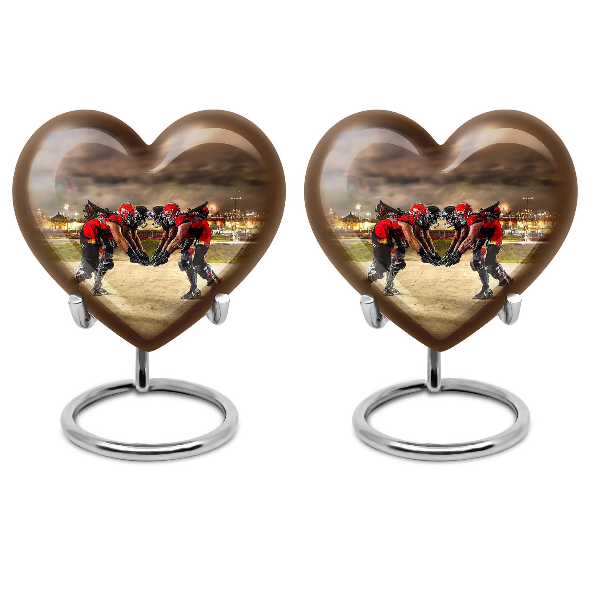 10-inch heart-shaped memorial football urn 