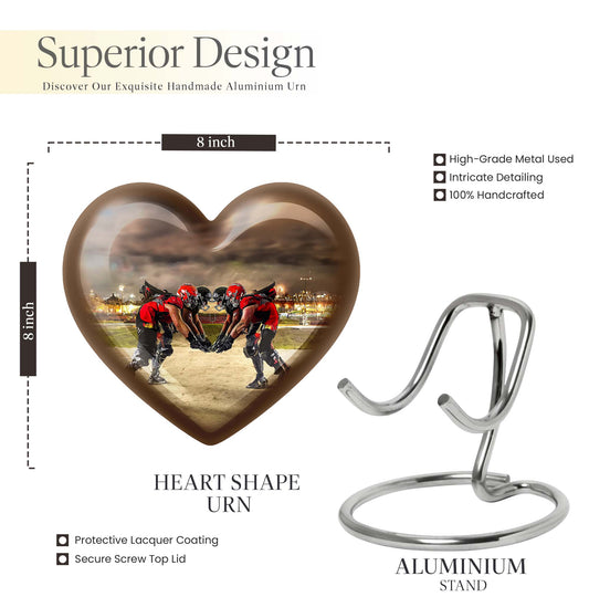 10-inch heart-shaped memorial football urn 