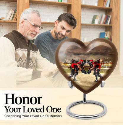 10-inch heart-shaped memorial football urn 