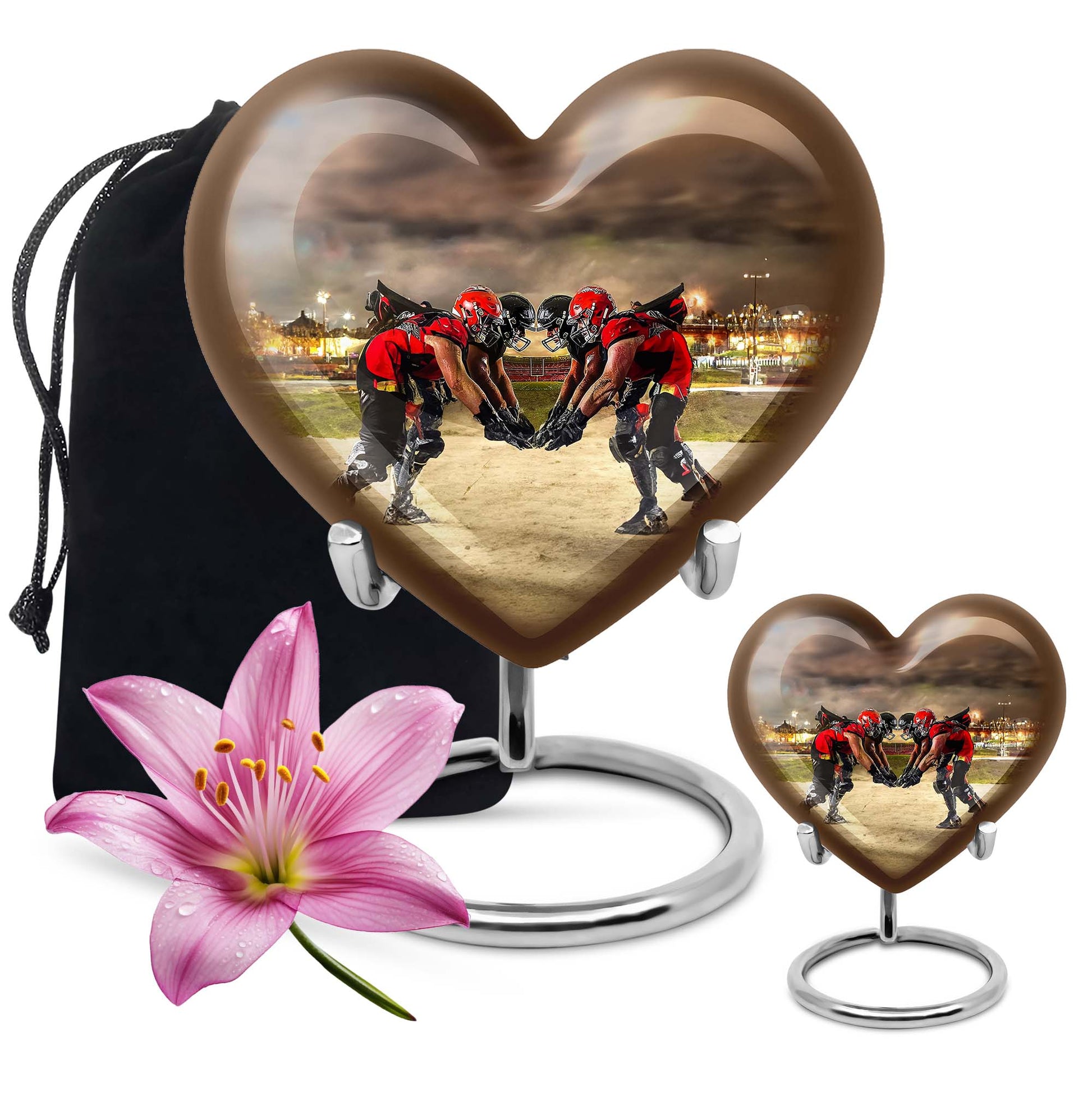 10-inch heart-shaped memorial football urn 