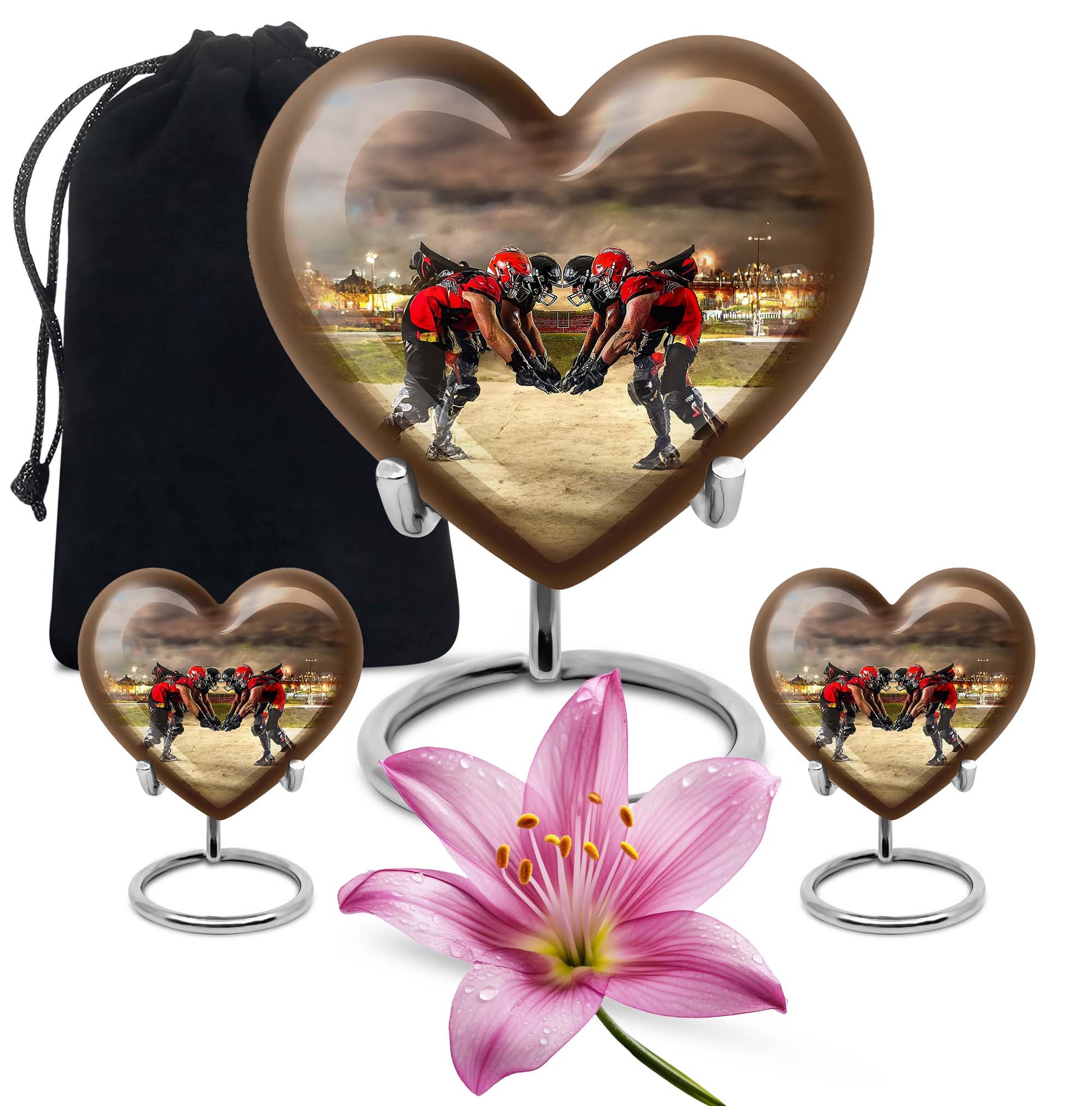 10-inch heart-shaped memorial football urn 