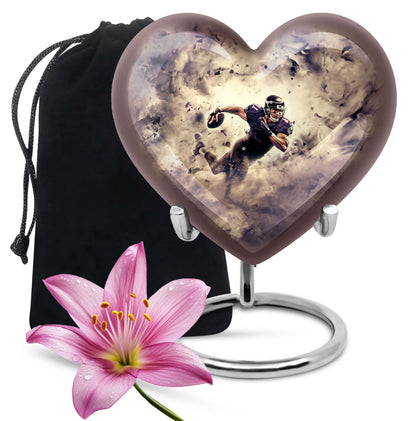 Abstract themed 10-inch heart-shaped football urn 