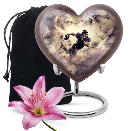 Abstract themed 10-inch heart-shaped football urn 