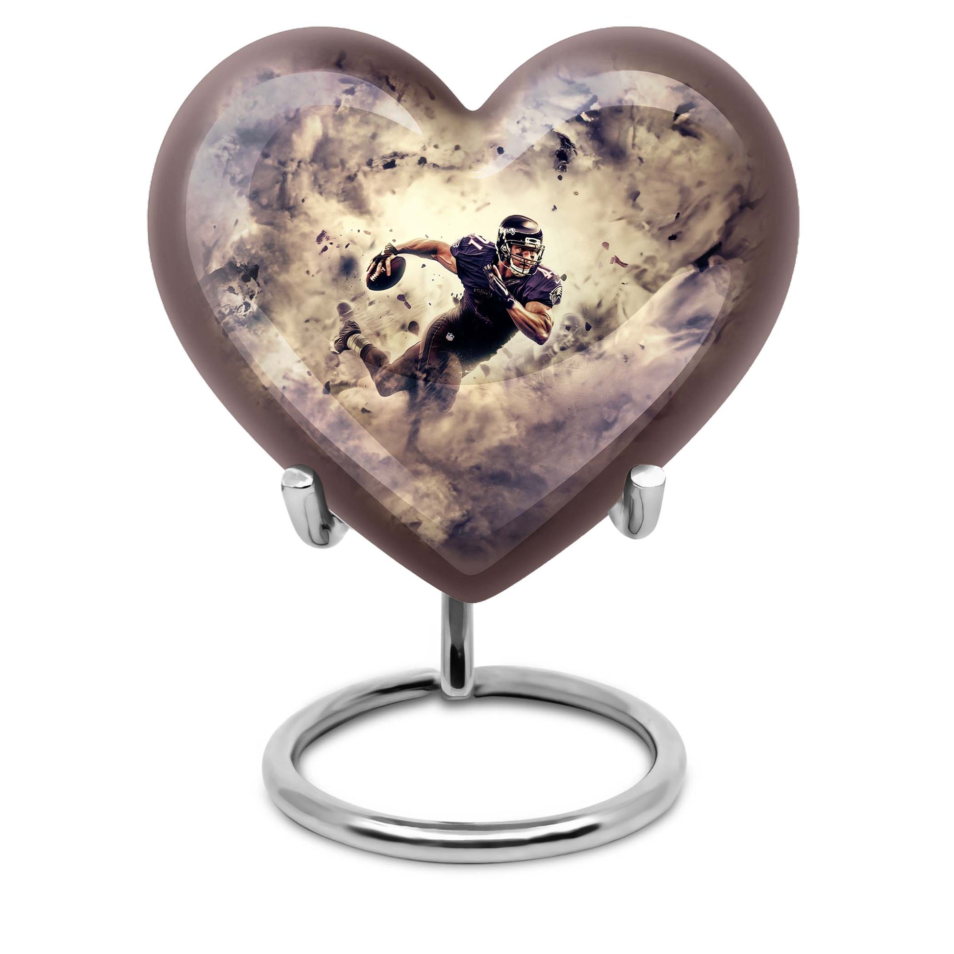 Abstract themed 10-inch heart-shaped football urn 