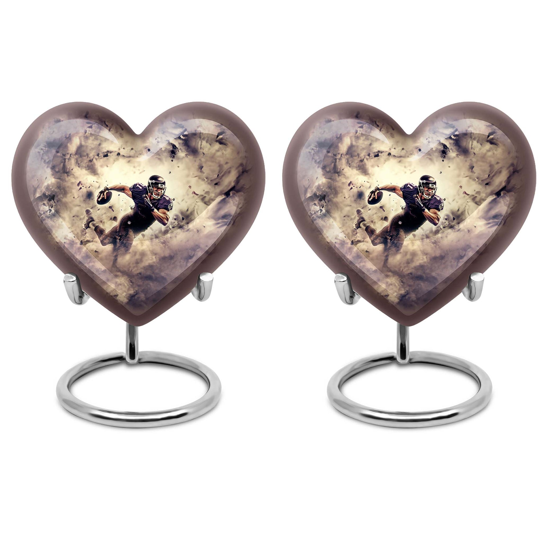 Abstract themed 10-inch heart-shaped football urn 