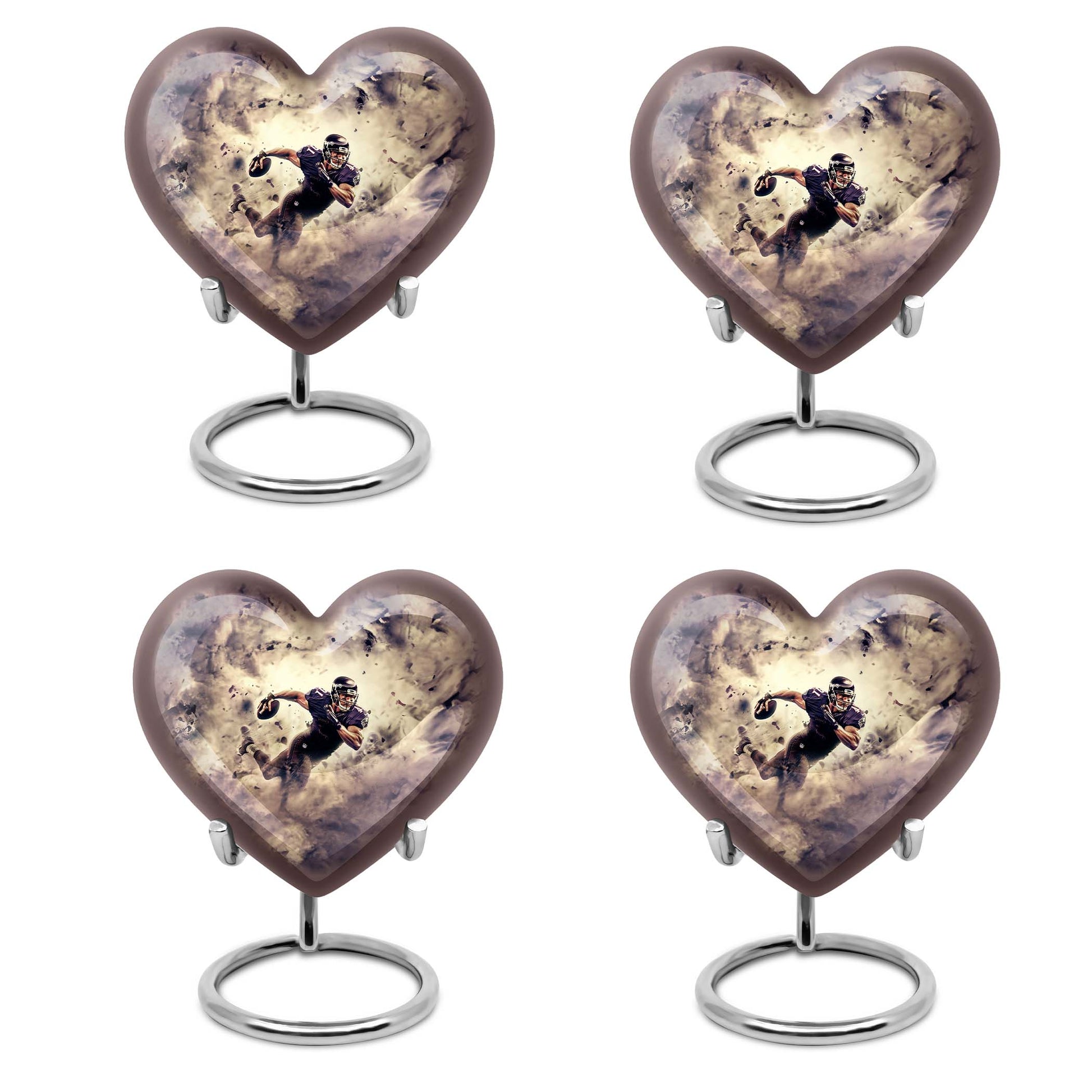 Abstract themed 10-inch heart-shaped football urn 