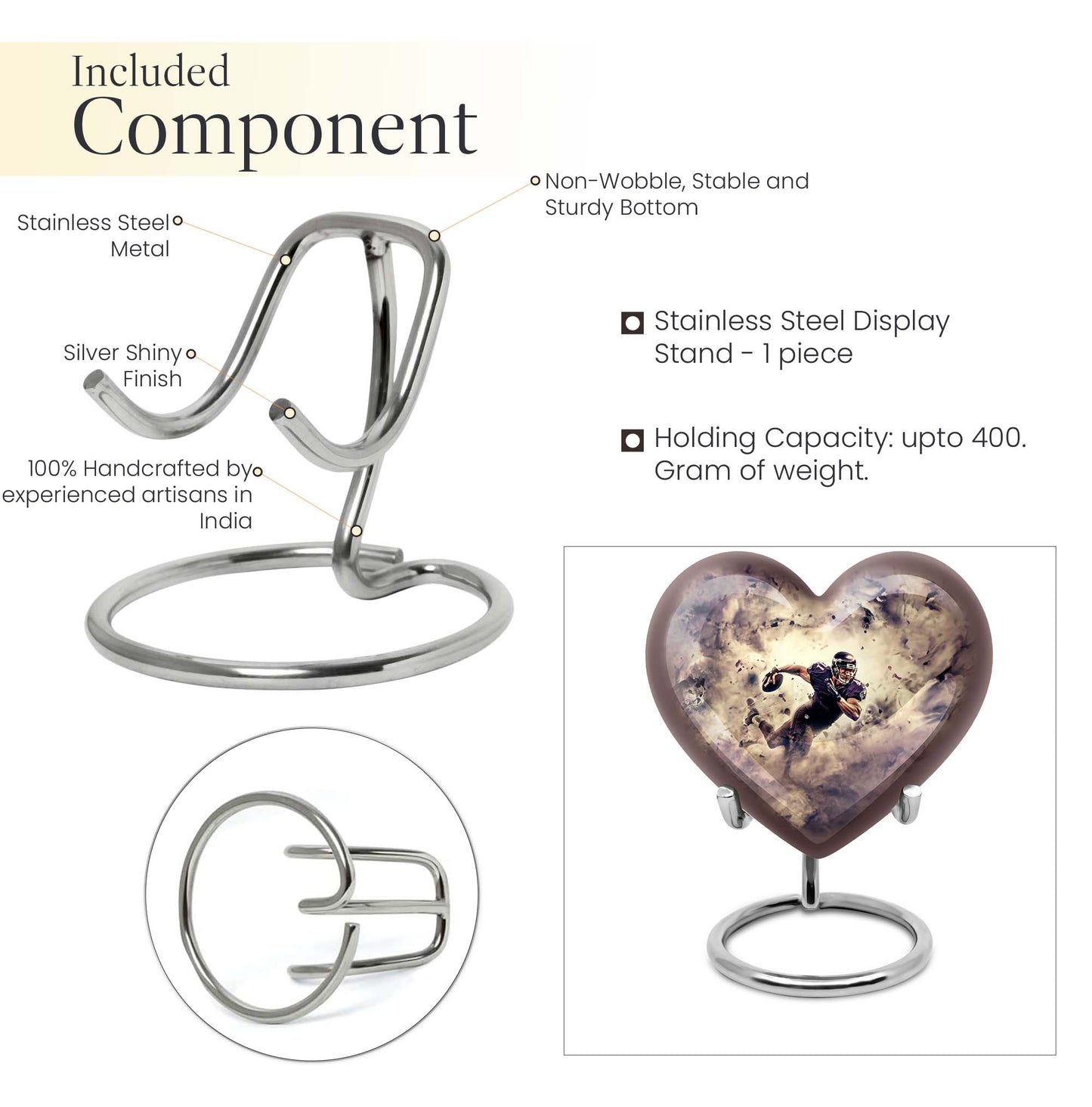 Abstract themed 10-inch heart-shaped football urn 