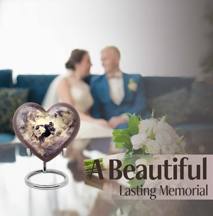 Abstract themed 10-inch heart-shaped football urn 