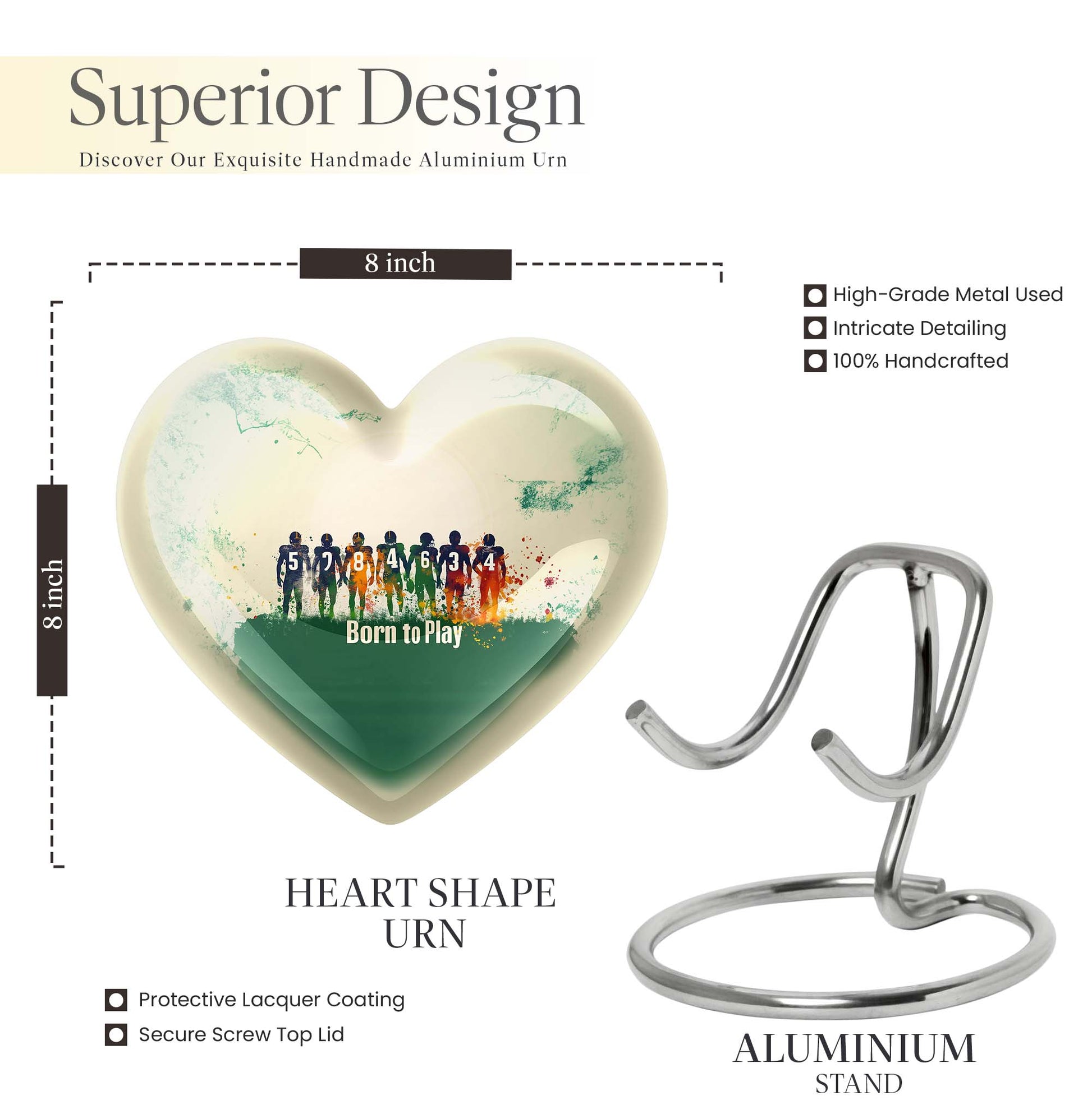 Football Urn heart design