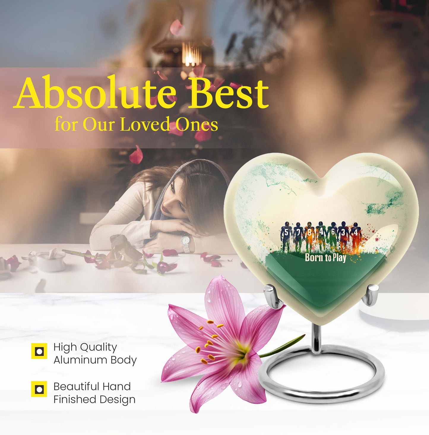 Football Urn heart design