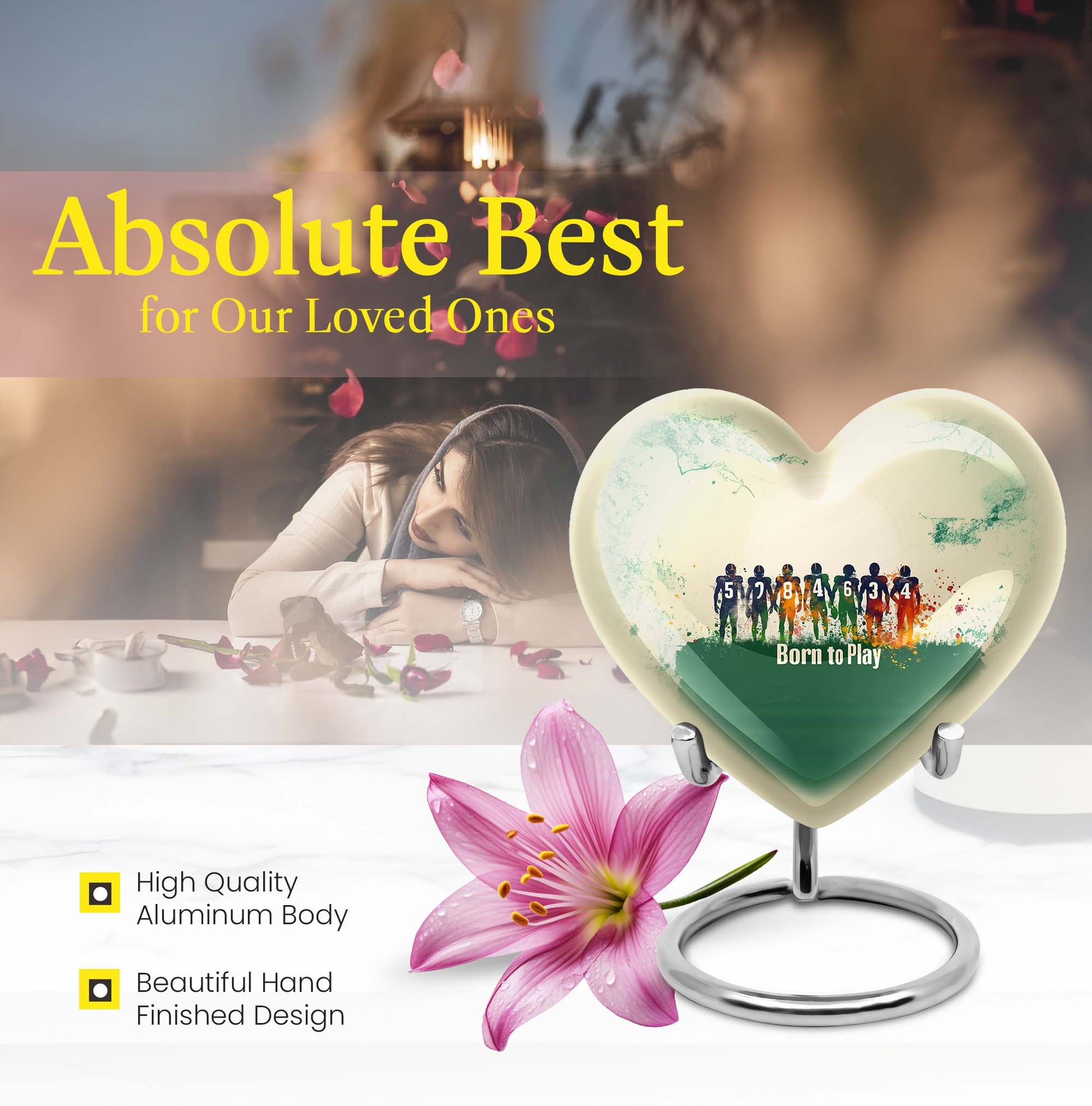 Football Urn heart design