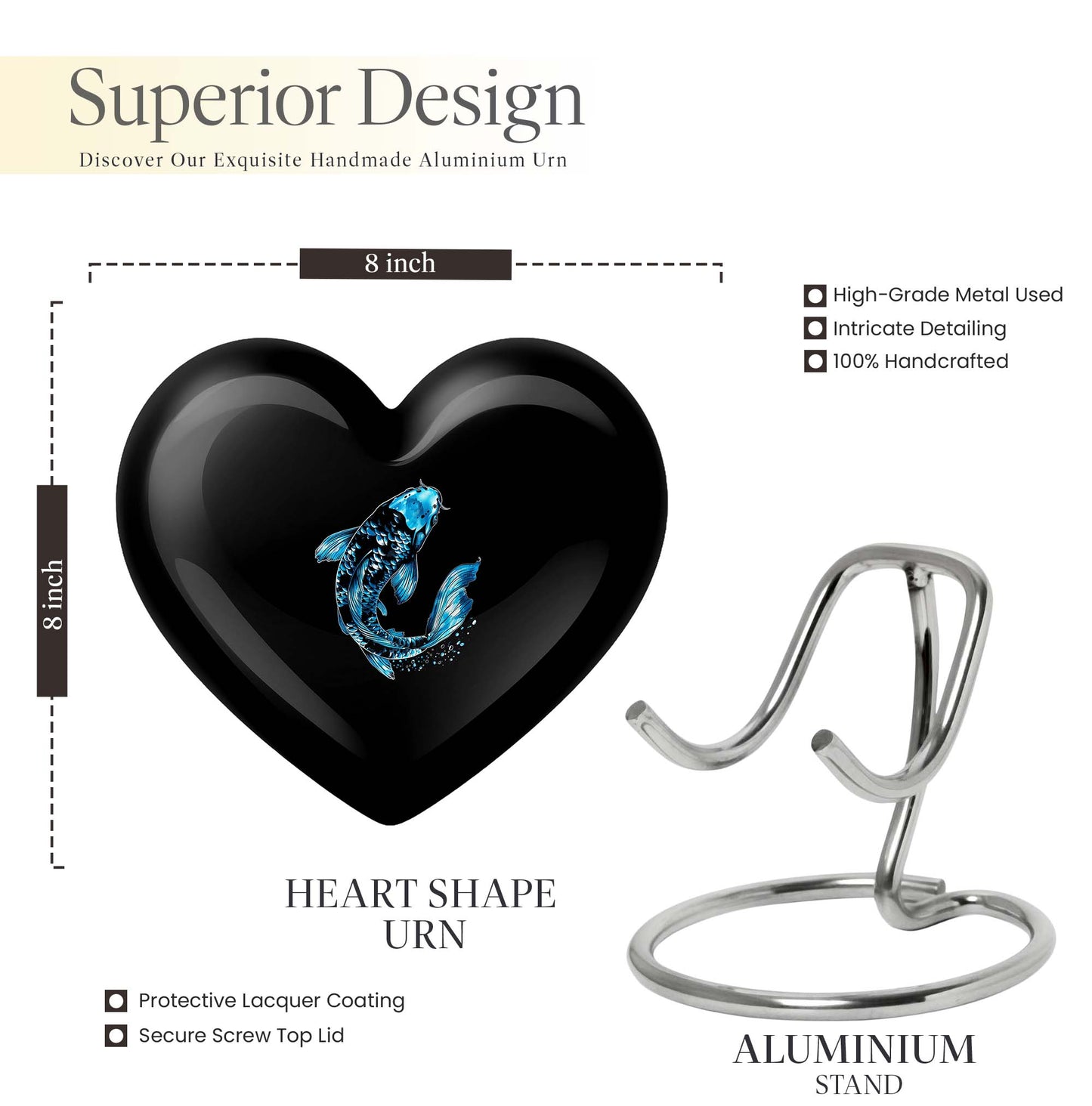 Heart shaped 10-inch burial urn crafted 