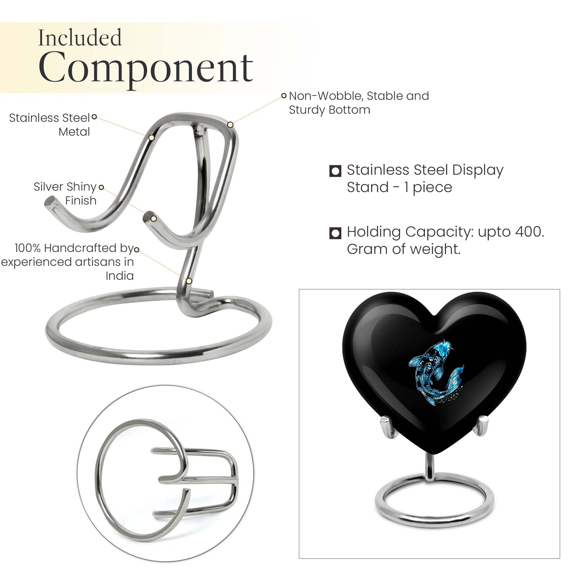 Heart shaped 10-inch burial urn crafted 