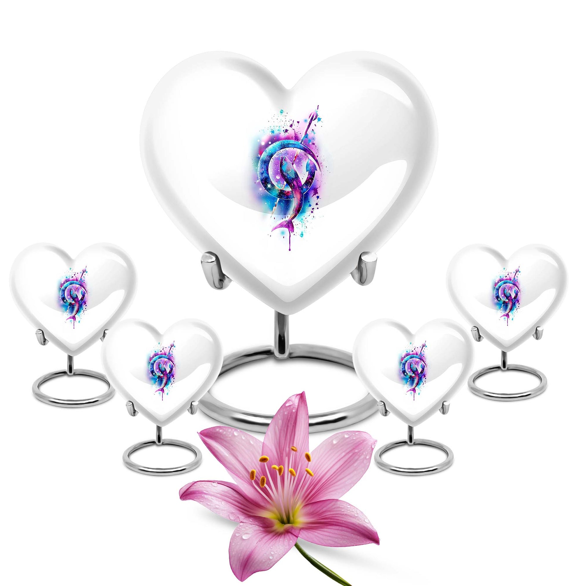 heart-shaped fish memorial urn