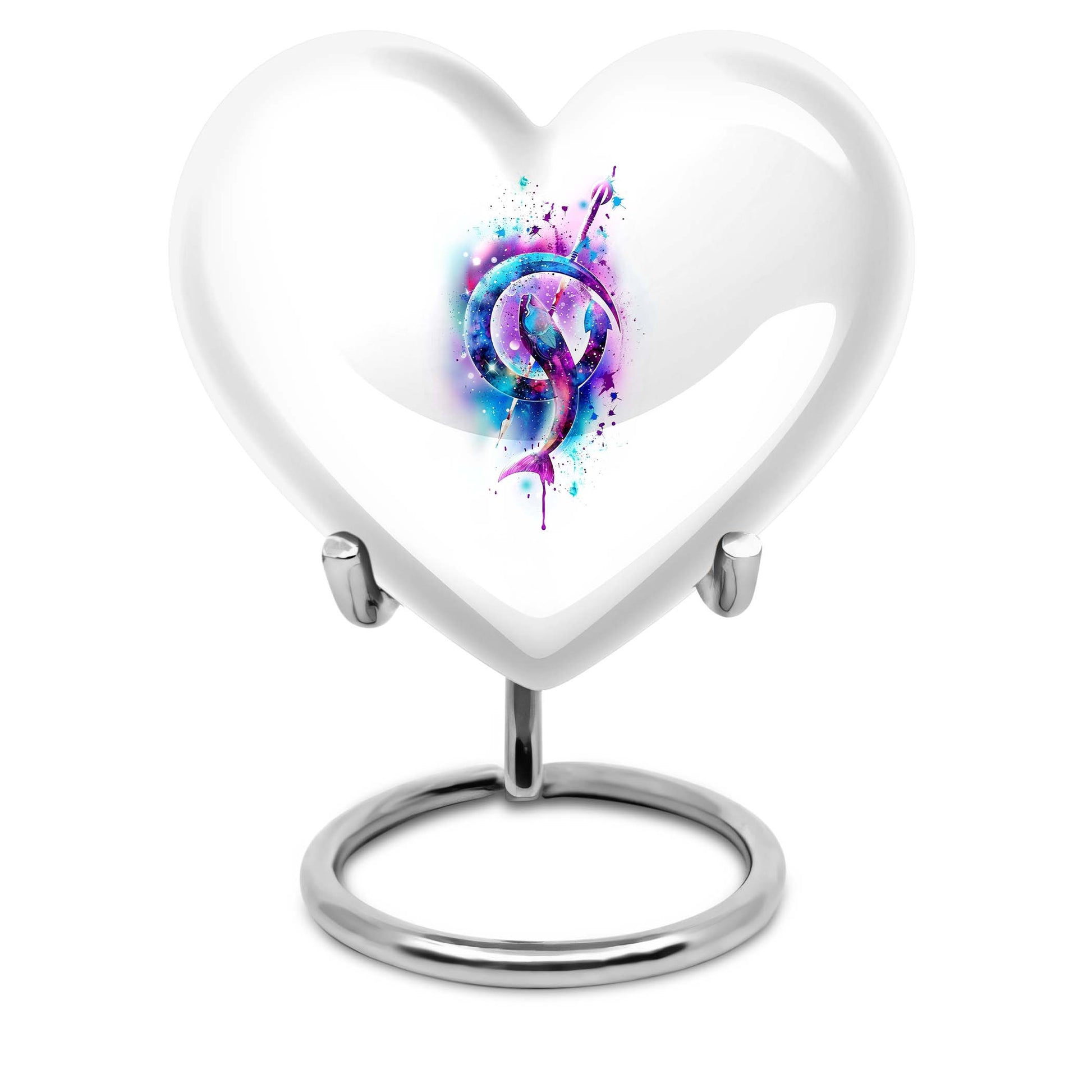 heart-shaped fish memorial urn