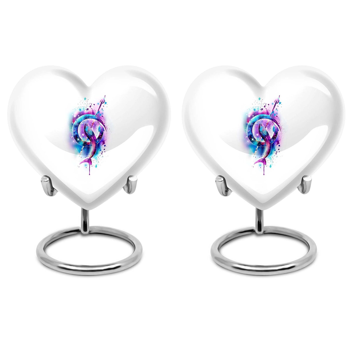 heart-shaped fish memorial urn