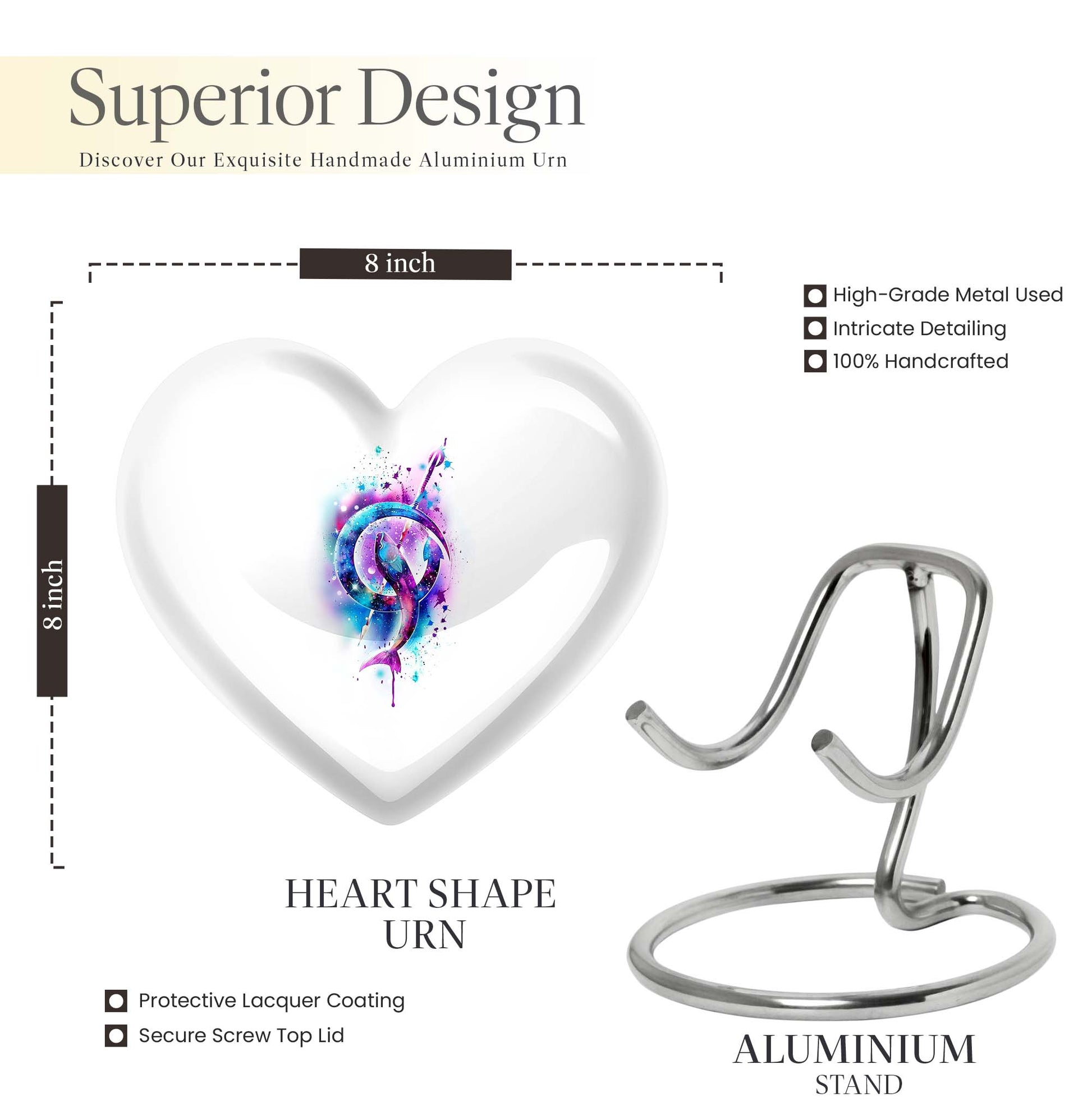 heart-shaped fish memorial urn