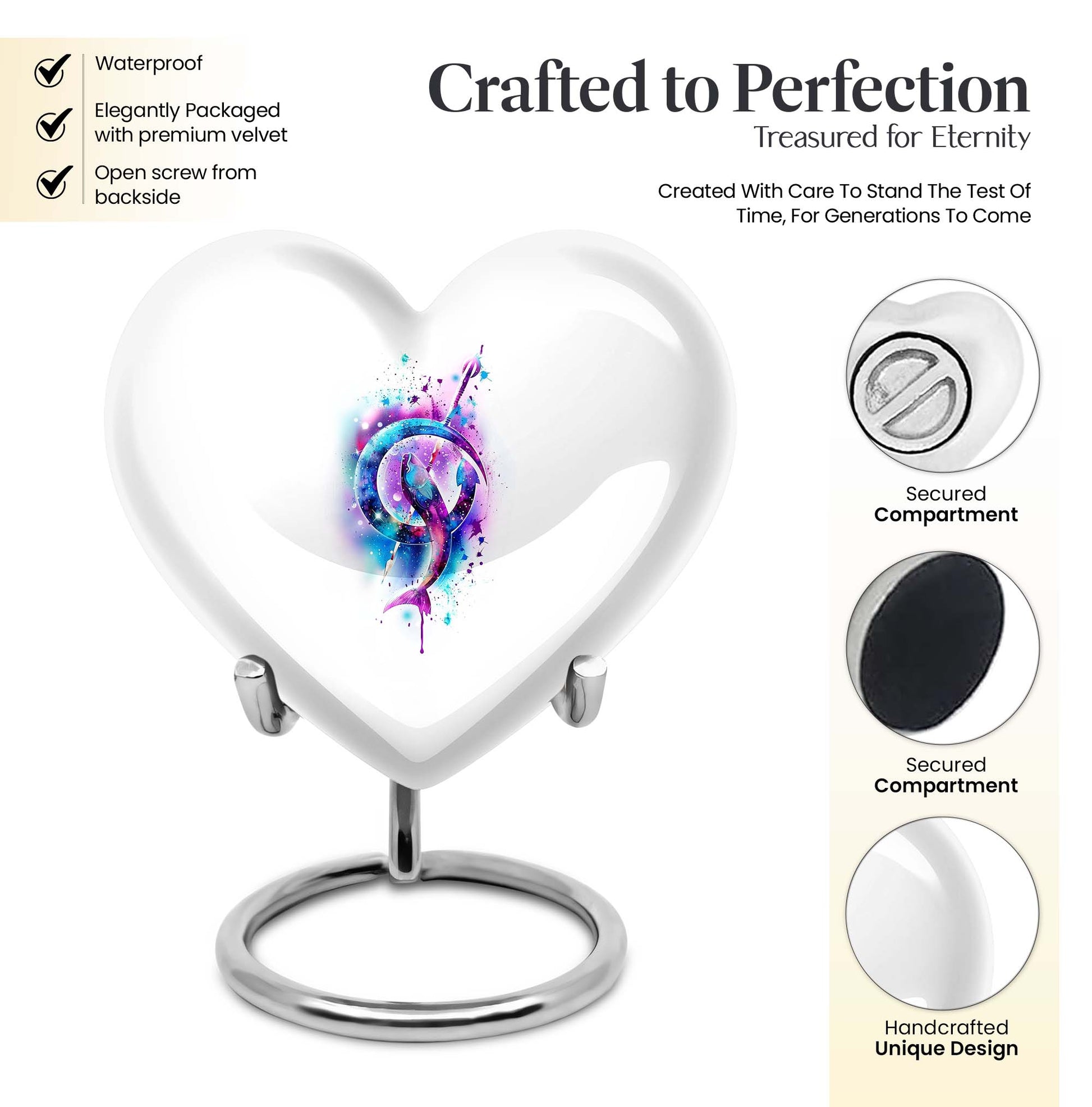 heart-shaped fish memorial urn