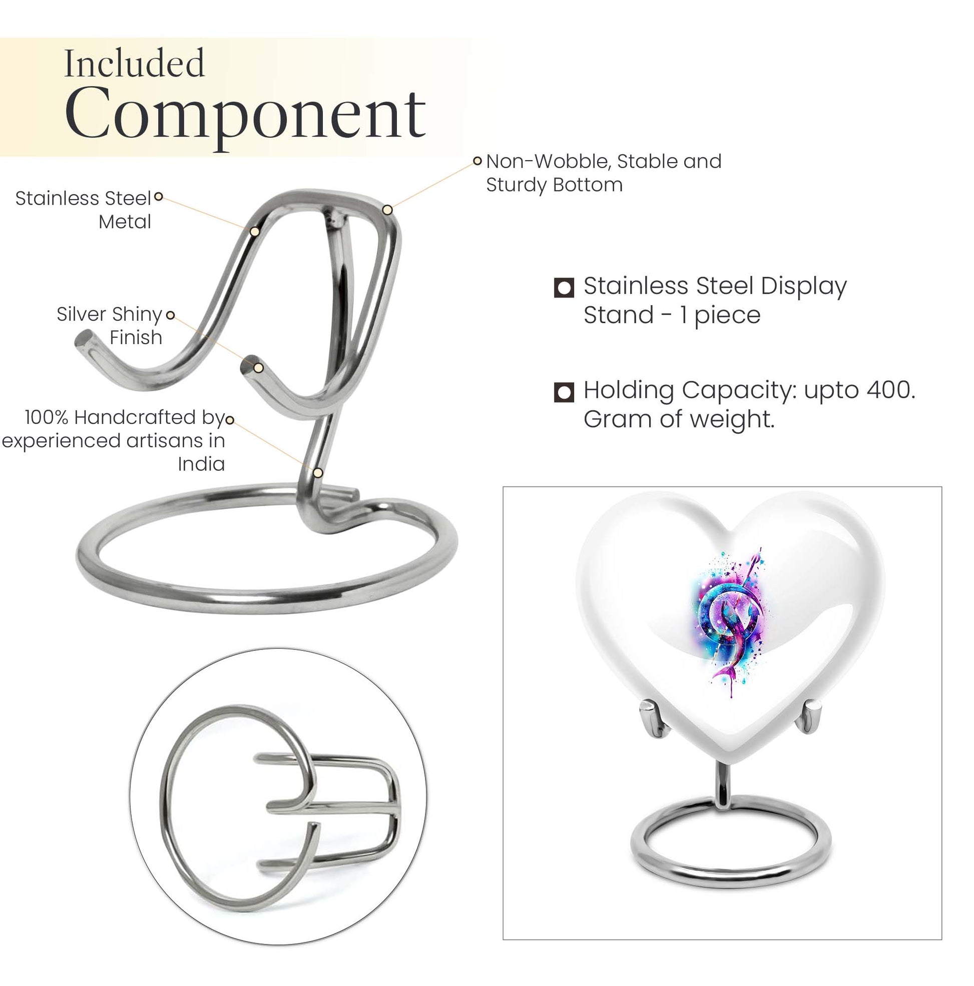 heart-shaped fish memorial urn