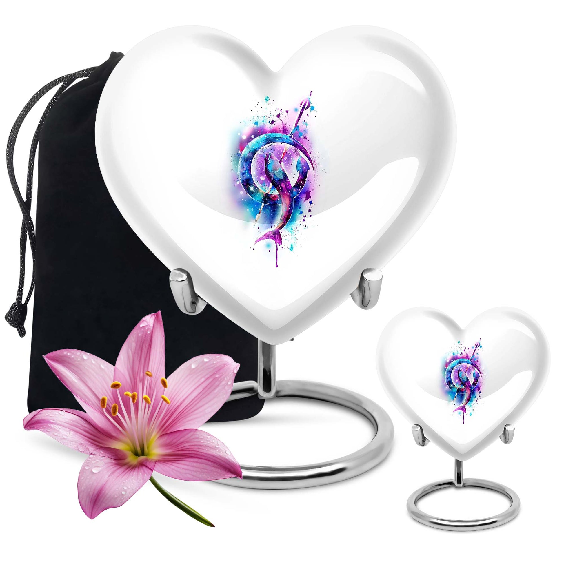 heart-shaped fish memorial urn