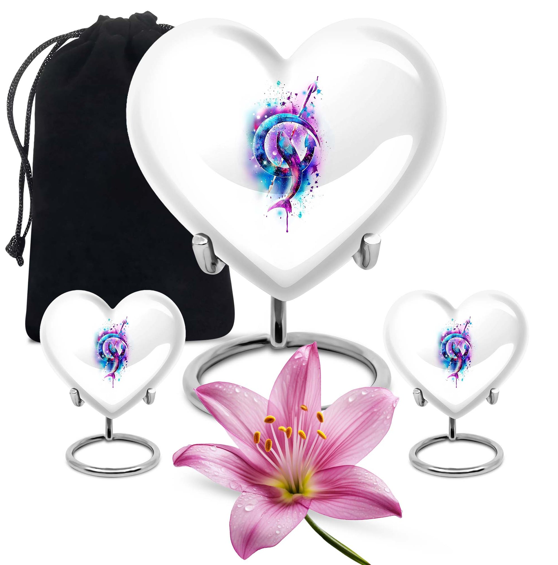 heart-shaped fish memorial urn