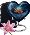 10 Inch heart shaped fish Urn