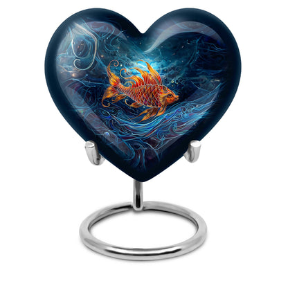 10 Inch heart shaped fish Urn