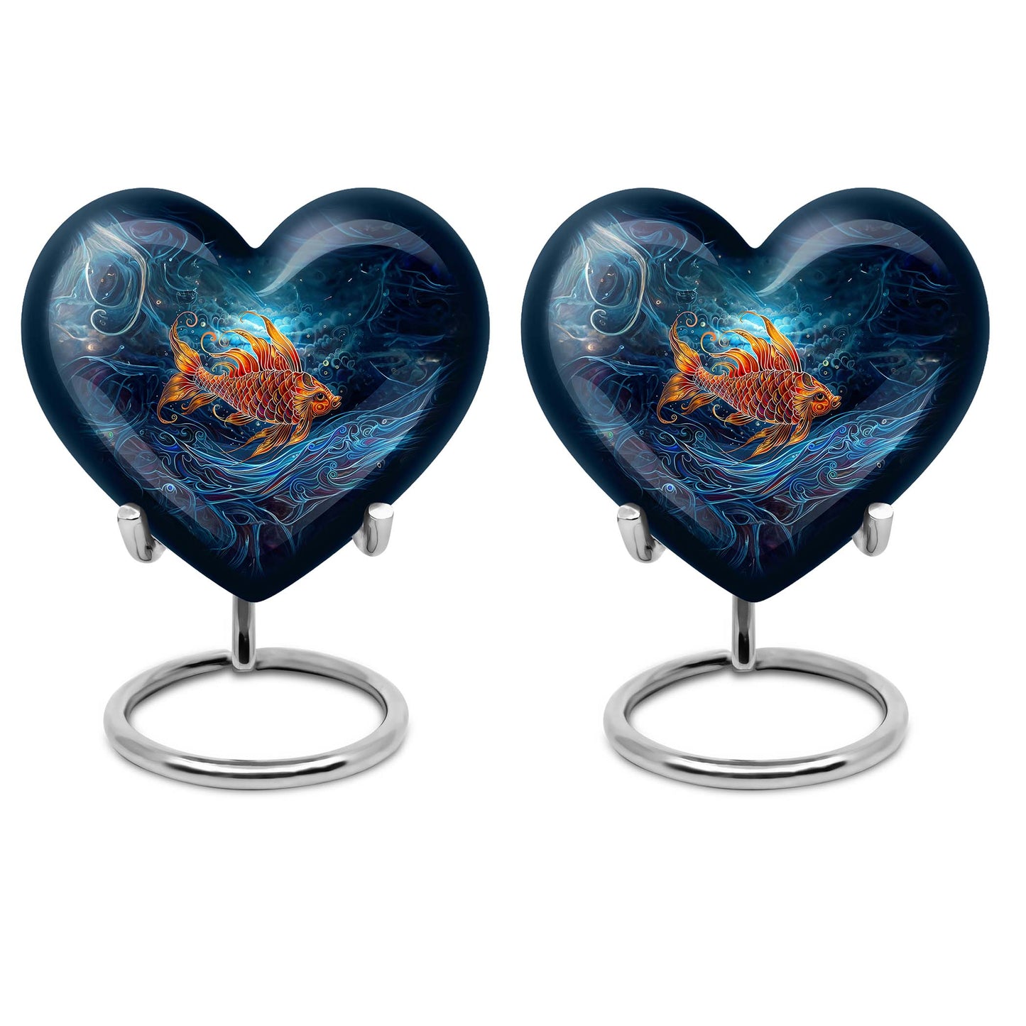 10 Inch heart shaped fish Urn