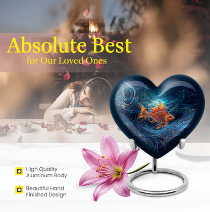 10 Inch heart shaped fish Urn