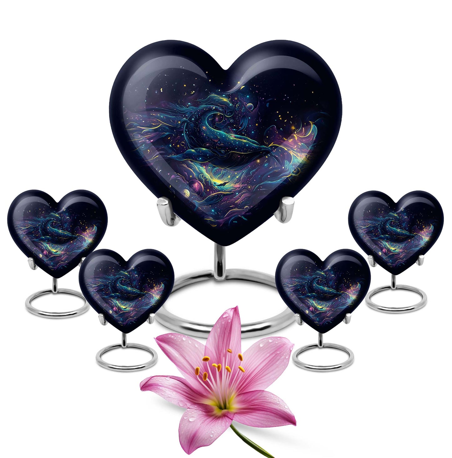 10-inch abstract heart design fish urn
