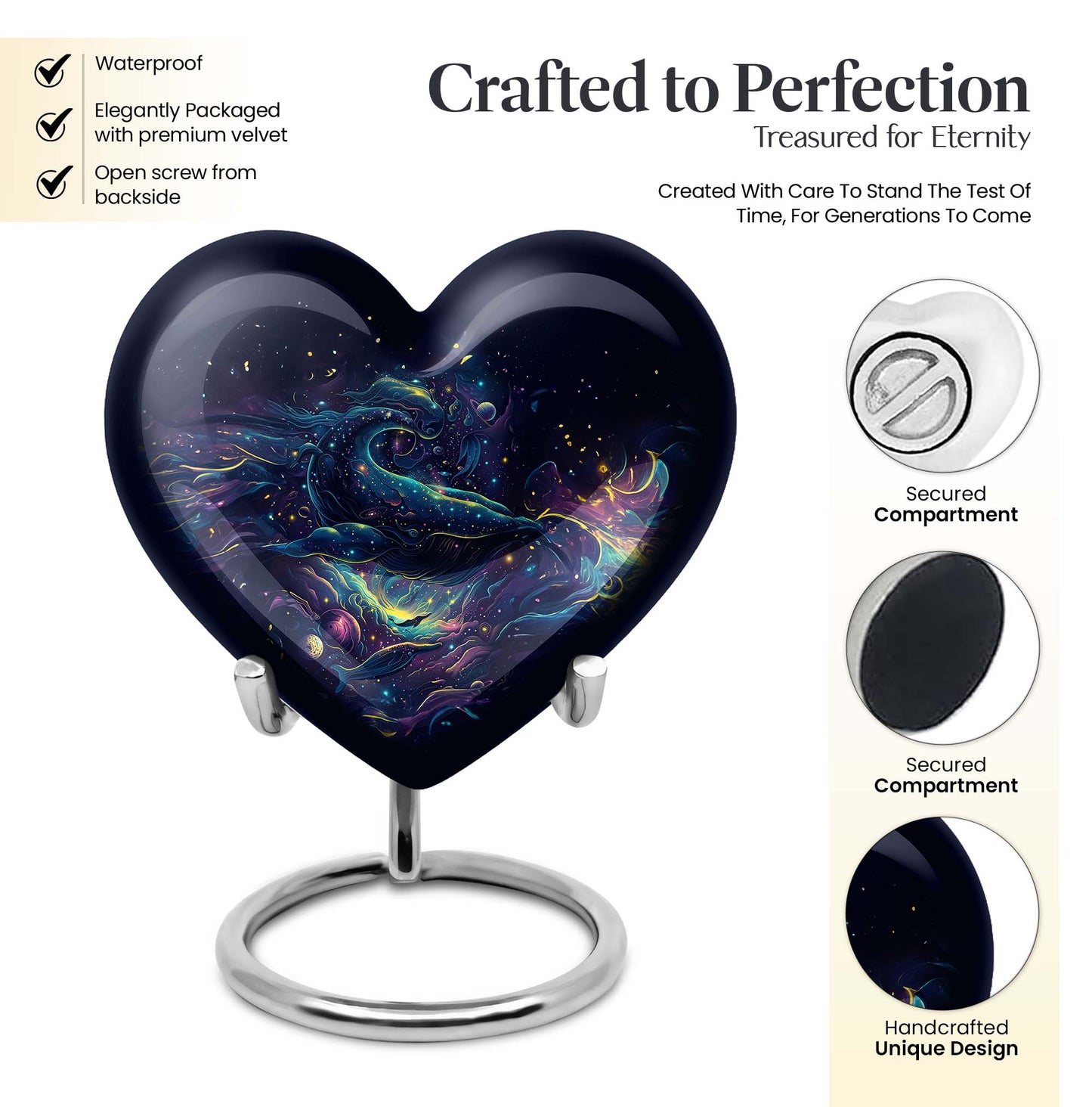 10-inch abstract heart design fish urn