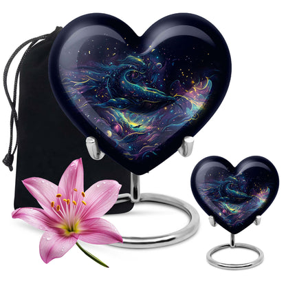 10-inch abstract heart design fish urn